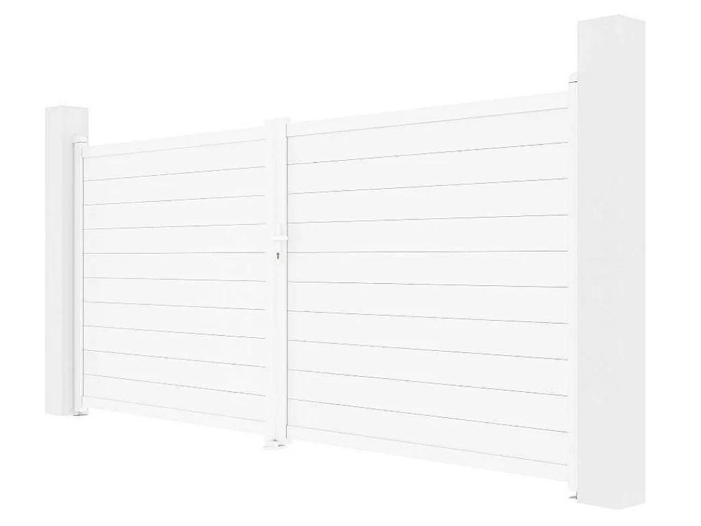 Elektrische Draaipoort Van Aluminium L397 X H181 Cm Wit - Nazario-EXPERTLAND Online