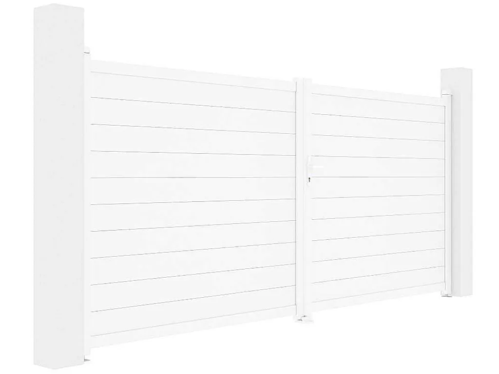 Elektrische Draaipoort Van Aluminium L397 X H181 Cm Wit - Nazario-EXPERTLAND Online