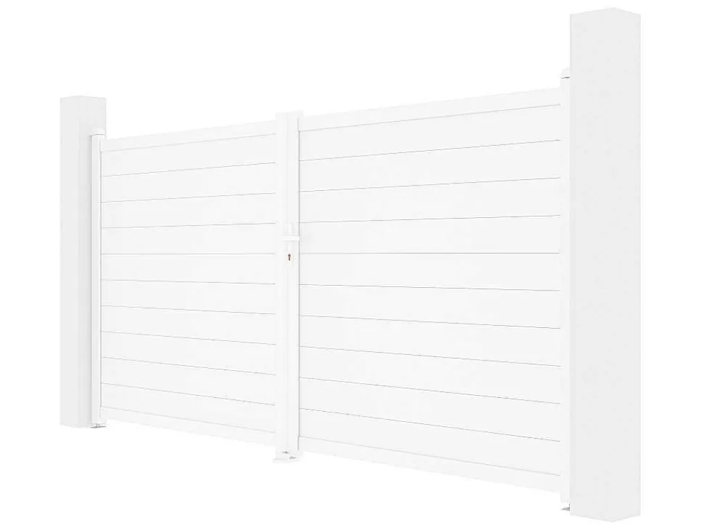 Elektrische Draaipoort Van Aluminium L355 X H181 Cm Wit - Nazario-EXPERTLAND Discount