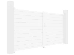Elektrische Draaipoort Van Aluminium L355 X H181 Cm Wit - Nazario-EXPERTLAND Discount