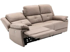 Elektrische Driezits Relaxbank Van Stof - Taupe - Dolene-Vente-unique