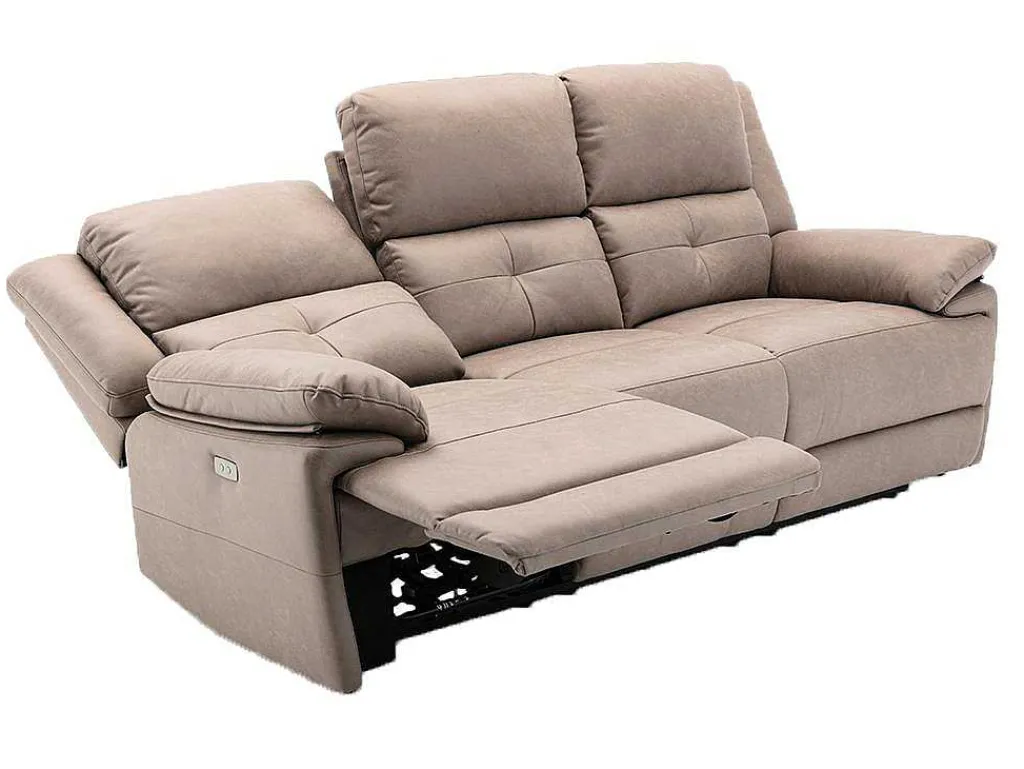 Elektrische Driezits Relaxbank Van Stof - Taupe - Dolene-Vente-unique