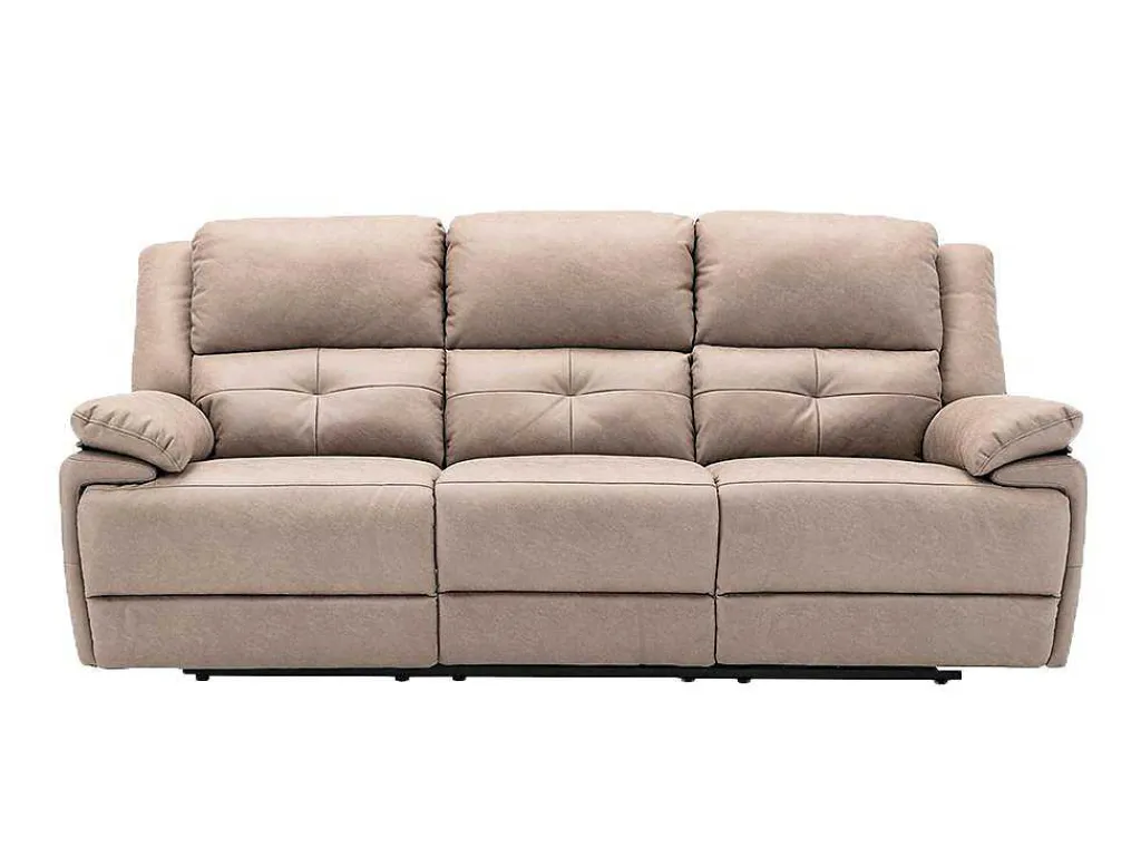 Elektrische Driezits Relaxbank Van Stof - Taupe - Dolene-Vente-unique