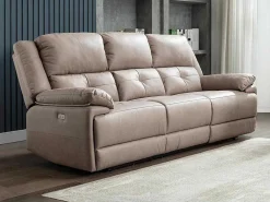 Elektrische Driezits Relaxbank Van Stof - Taupe - Dolene-Vente-unique
