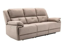 Elektrische Driezits Relaxbank Van Stof - Taupe - Dolene-Vente-unique