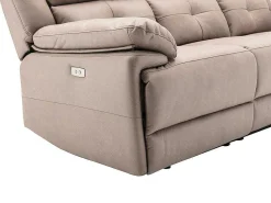 Elektrische Driezits Relaxbank Van Stof - Taupe - Dolene-Vente-unique