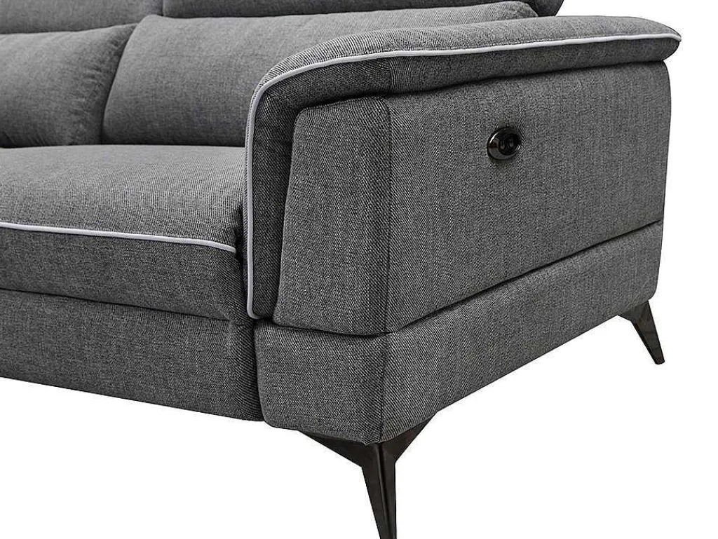 Elektrische Driezits Relaxbank Macari - Stof - Grijs-Vente-unique Hot
