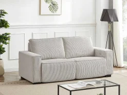 Elektrische Driezits-Relaxhoekbank Van Lichtgrijs Ribfluweel Amelio-Vente-unique Clearance