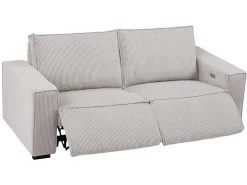 Elektrische Driezits-Relaxhoekbank Van Lichtgrijs Ribfluweel Amelio-Vente-unique Clearance