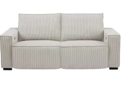 Elektrische Driezits-Relaxhoekbank Van Lichtgrijs Ribfluweel Amelio-Vente-unique Clearance