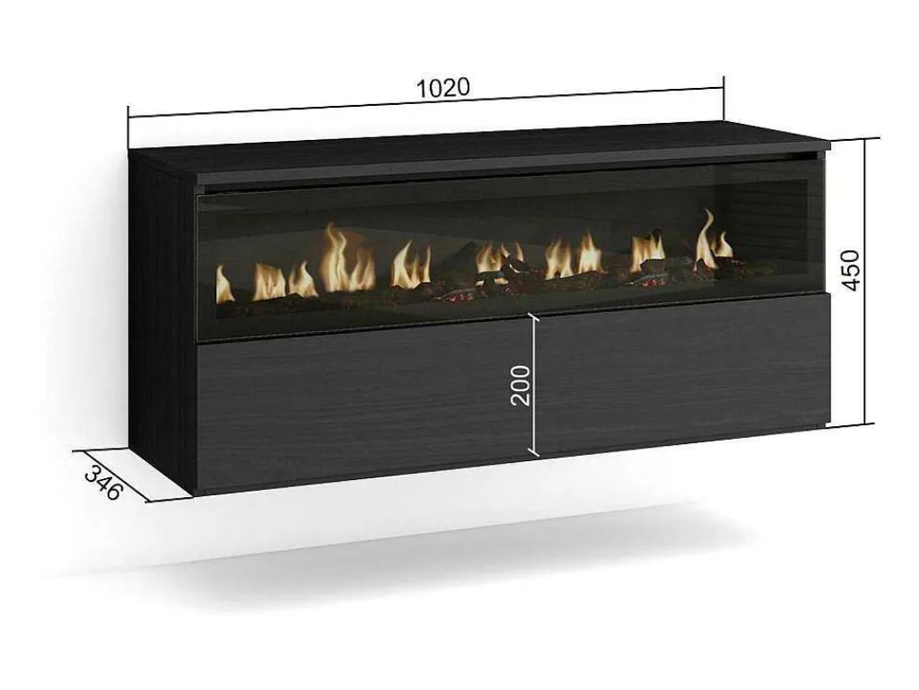 Elektrische Haard Led , 102X45X35Cm, 1 Opening, 1 Deur, Elektrische Haard, Hangend, Zwart-Skraut Home Sale