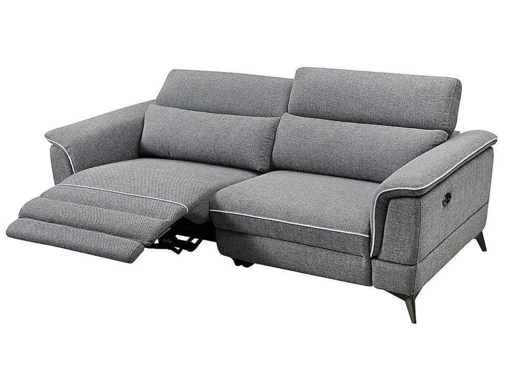 Elektrische Relaxbankstel 3+2 Macari - Stof - Grijs-Vente-unique Hot