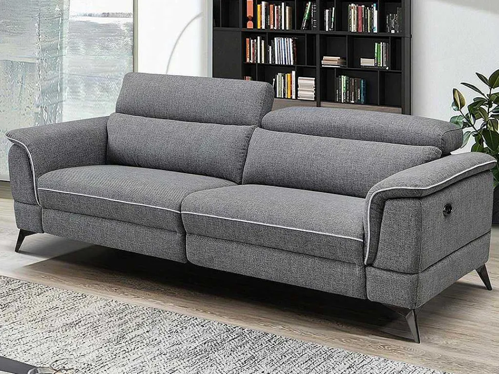 Elektrische Relaxbankstel 3+2 Macari - Stof - Grijs-Vente-unique Hot