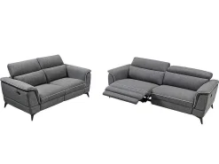 Elektrische Relaxbankstel 3+2 Macari - Stof - Grijs-Vente-unique Hot