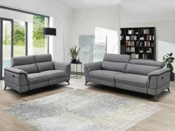 Elektrische Relaxbankstel 3+2 Macari - Stof - Grijs-Vente-unique Hot