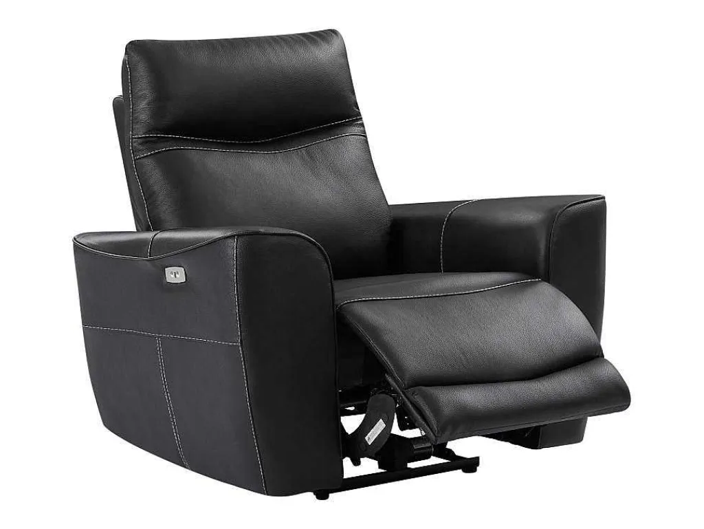 Elektrische Relax-Driezitsbank En -Fauteuil Van Zwart Vaarsleer Damon-Vente-unique Outlet