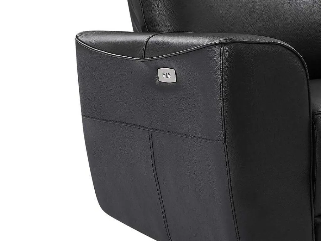 Elektrische Relax-Driezitsbank En -Fauteuil Van Zwart Vaarsleer Damon-Vente-unique Outlet