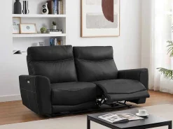 Elektrische Relax-Driezitsbank En -Fauteuil Van Zwart Vaarsleer Damon-Vente-unique Outlet