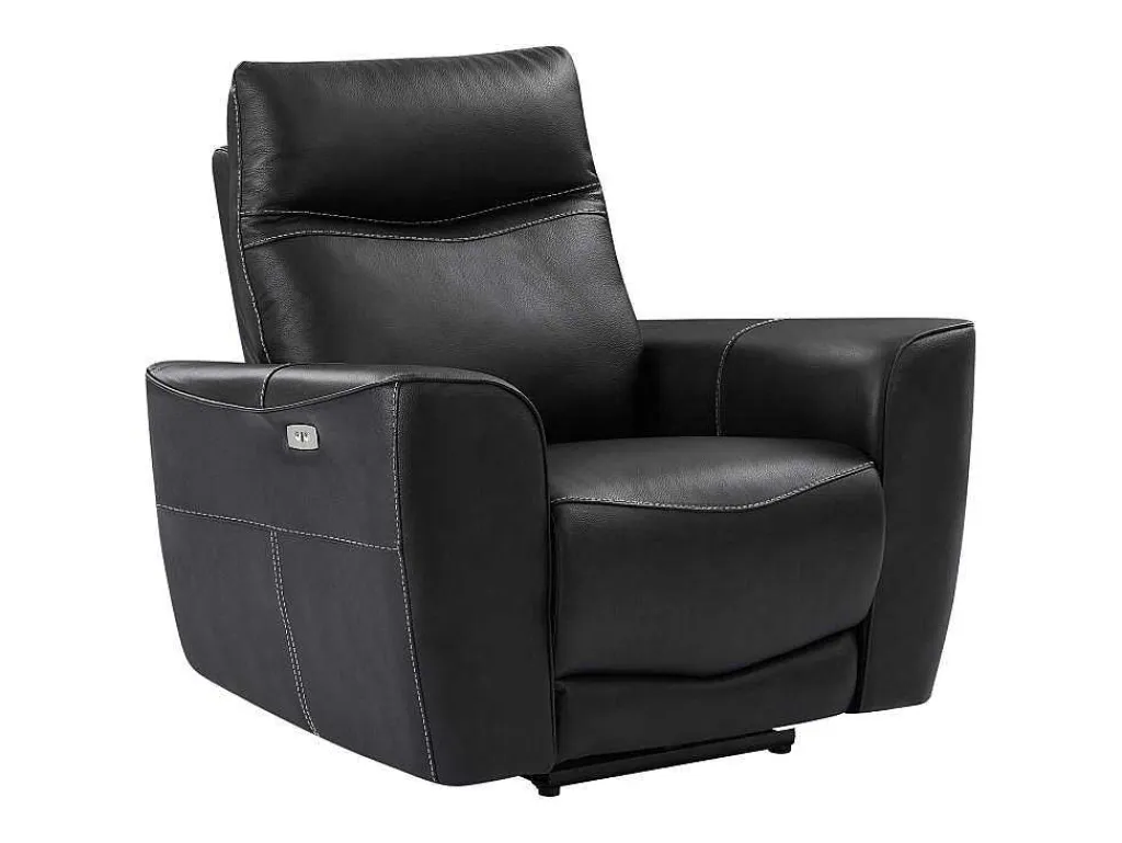 Elektrische Relax-Fauteuil Van Zwart Vaarsleer Damon-Vente-unique Online