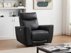Elektrische Relax-Fauteuil Van Zwart Vaarsleer Damon-Vente-unique Online