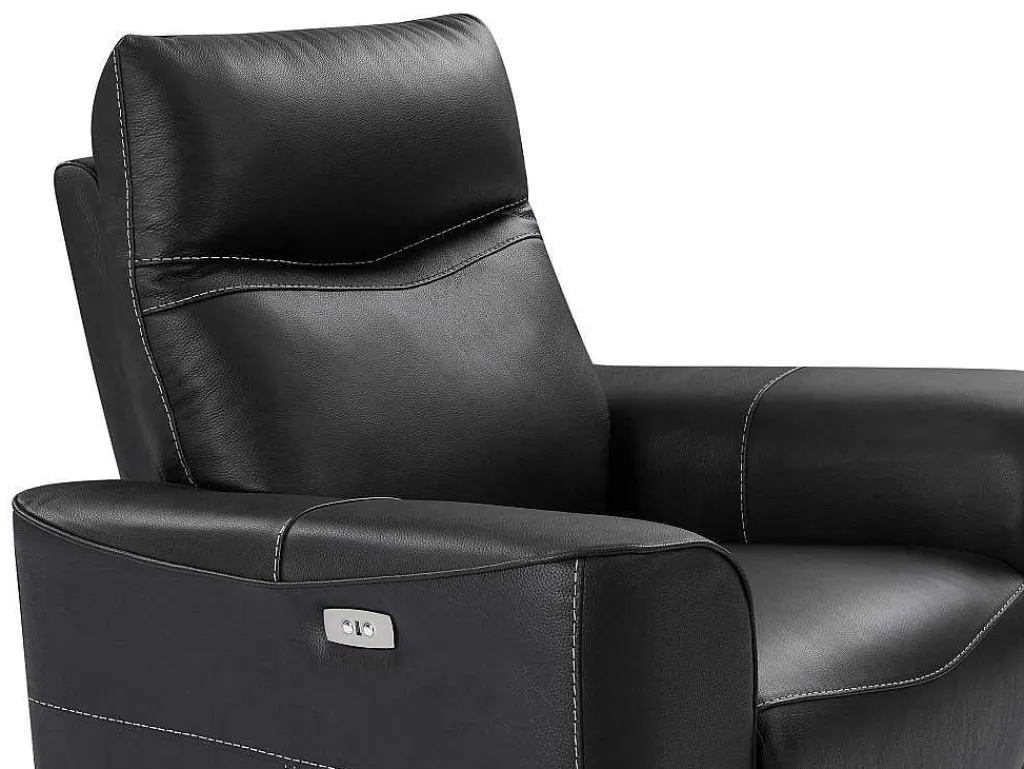 Elektrische Relax-Fauteuil Van Zwart Vaarsleer Damon-Vente-unique Online