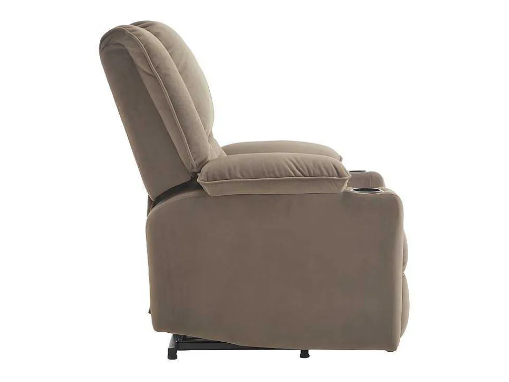 Elektrische Relaxfauteuil - Met Thermische Massagefunctie - Voorzien Van 2 Bekerhouders En Afstandsbediening - Taupe-ModernLuxe Clearance