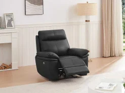 Elektrische Relax-Fauteuil Van Zwart Leer Mesola-Vente-unique