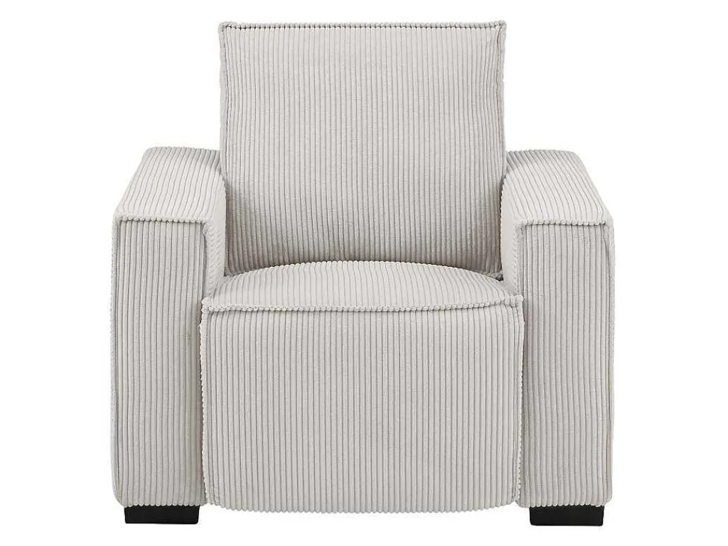 Elektrische Relaxfauteuil Van Lichtgrijs Ribfluweel Amelio-Vente-unique Clearance