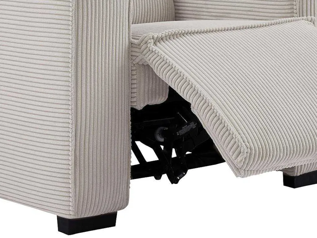 Elektrische Relaxfauteuil Van Lichtgrijs Ribfluweel Amelio-Vente-unique Clearance