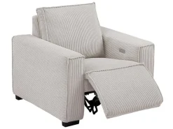Elektrische Relaxfauteuil Van Lichtgrijs Ribfluweel Amelio-Vente-unique Clearance