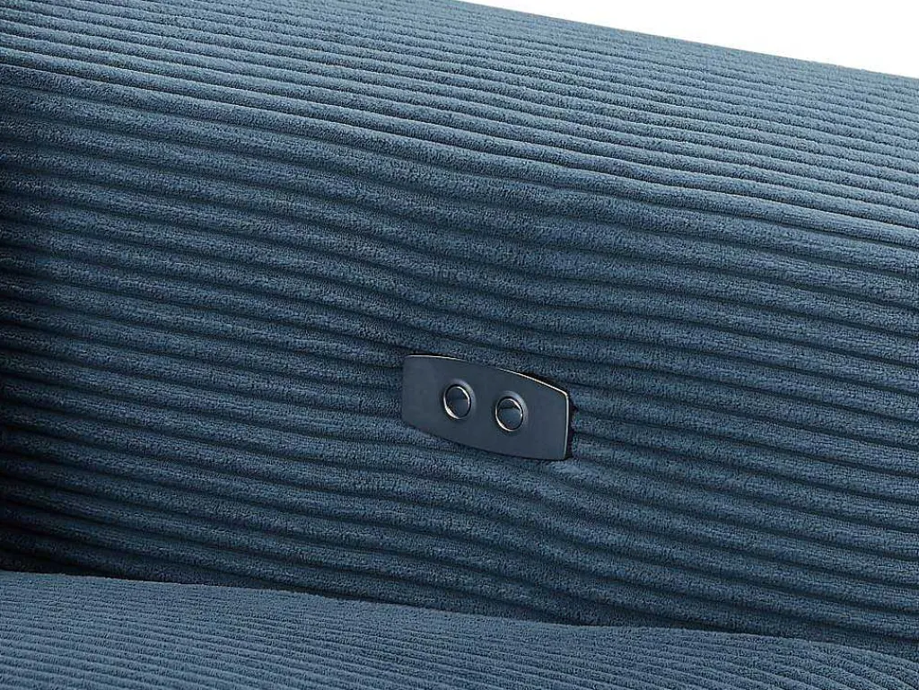 Elektrische Relaxfauteuil Met Bekleding In Blauw Ribfluweel Amelio-Vente-unique Clearance