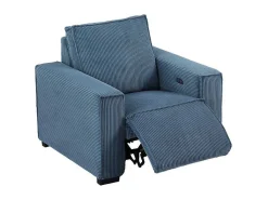 Elektrische Relaxfauteuil Met Bekleding In Blauw Ribfluweel Amelio-Vente-unique Clearance