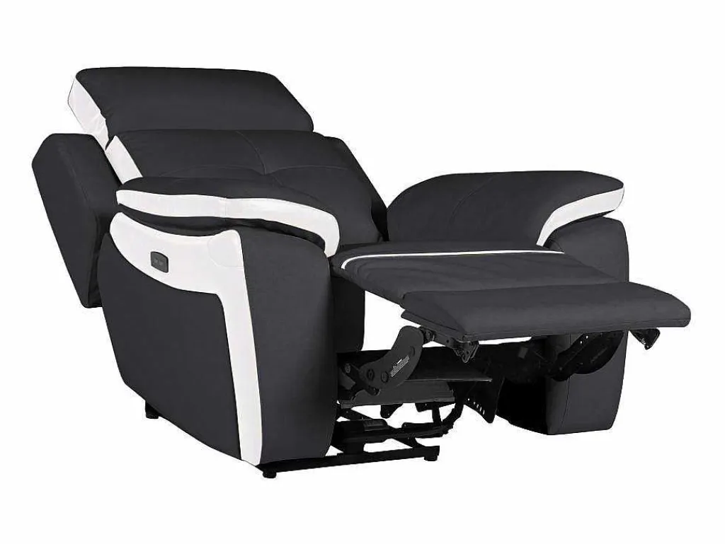 Elektrische Relaxfauteuil Van Leer Angelique - Zwart/ Wit-Vente-unique Hot