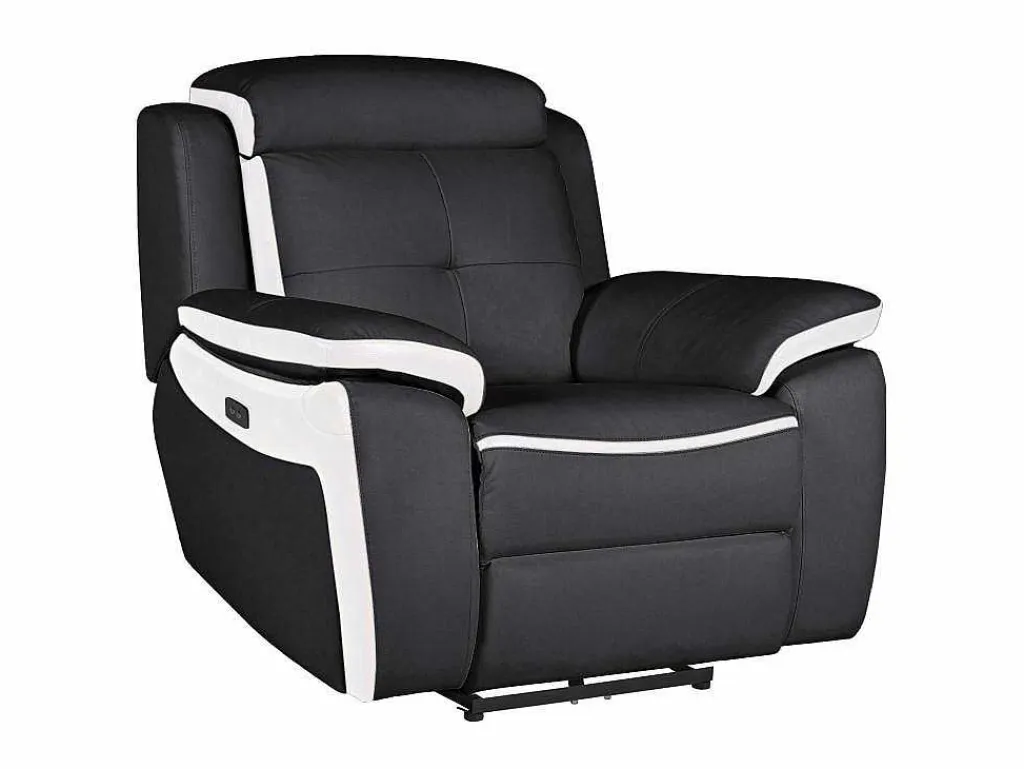 Elektrische Relaxfauteuil Van Leer Angelique - Zwart/ Wit-Vente-unique Hot