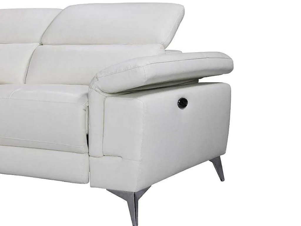Elektrische Relaxhoekbank Van Leer Pascaline - Ivoor - Hoek Links-LINEA SOFA Discount