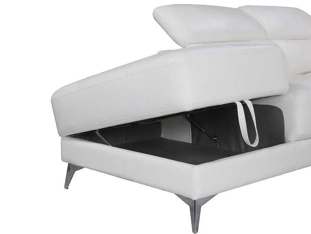 Elektrische Relaxhoekbank Van Leer Pascaline - Ivoor - Hoek Links-LINEA SOFA Discount