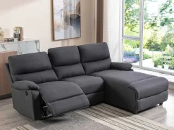 Elektrische Relaxhoekbank In Stof - Antraciet - Hoek Rechts - Lunano-Vente-unique Hot