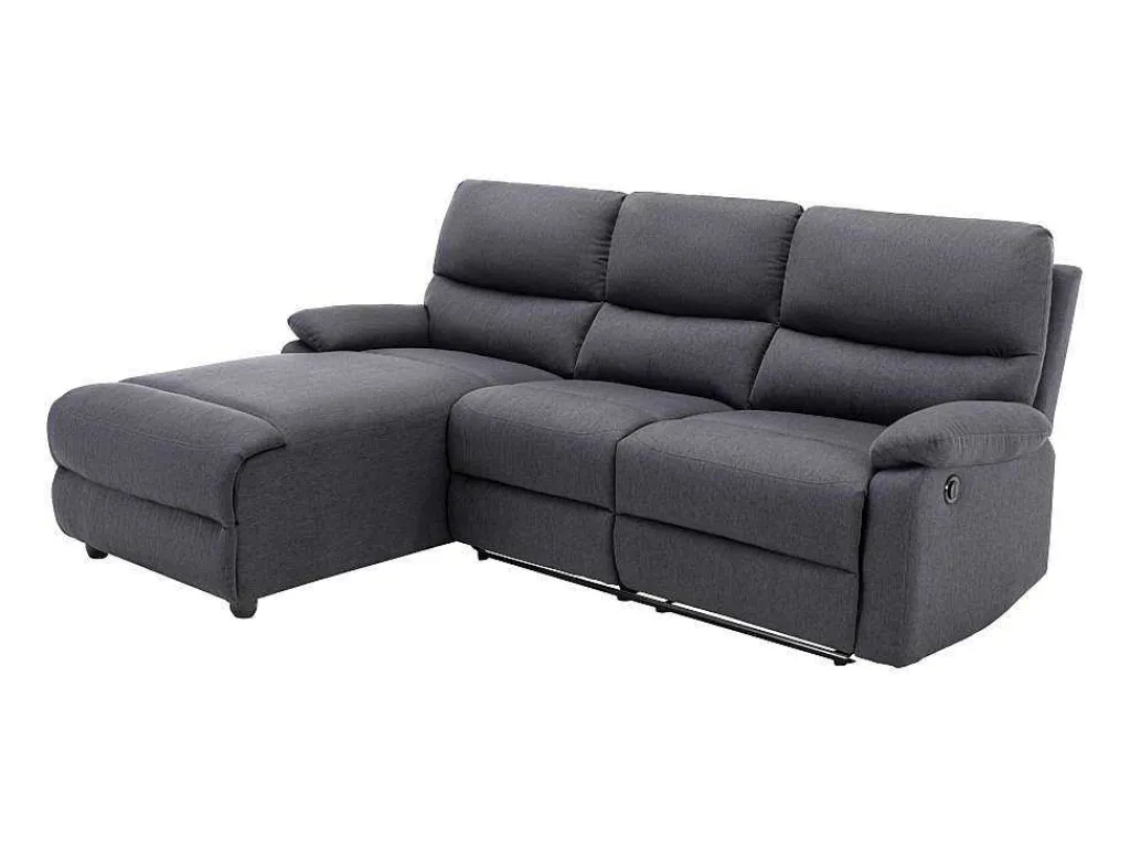 Elektrische Relaxhoekbank In Stof - Antraciet - Hoek Links - Lunano-Vente-unique Discount