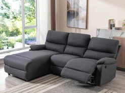 Elektrische Relaxhoekbank In Stof - Antraciet - Hoek Links - Lunano-Vente-unique Discount
