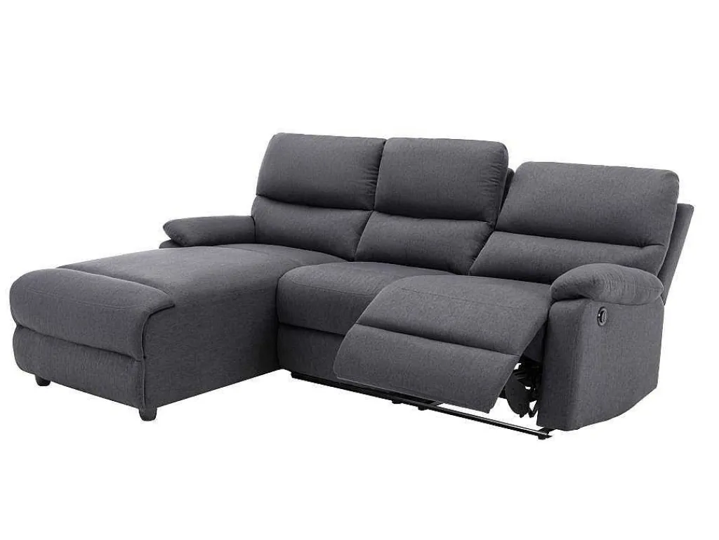 Elektrische Relaxhoekbank In Stof - Antraciet - Hoek Links - Lunano-Vente-unique Discount