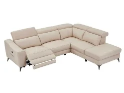Elektrische Relaxhoekbank Met Rechtse Hoek Cremewit Leder Forlo-Vente-unique