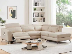 Elektrische Relaxhoekbank Met Rechtse Hoek Cremewit Leder Forlo-Vente-unique