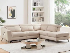 Elektrische Relaxhoekbank Met Rechtse Hoek Cremewit Leder Forlo-Vente-unique