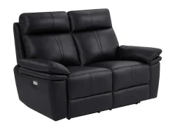 Elektrische Relax-Tweezitsbank Van Zwart Leer Mesola-Vente-unique Clearance