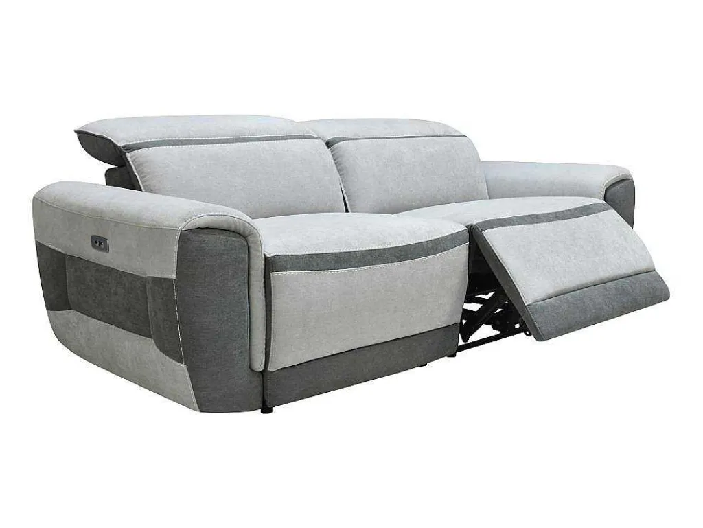 Elektrische Relaxzitbank Met 3 Plaatsen In Lichtgrijze Stof Orietto-Vente-unique Best