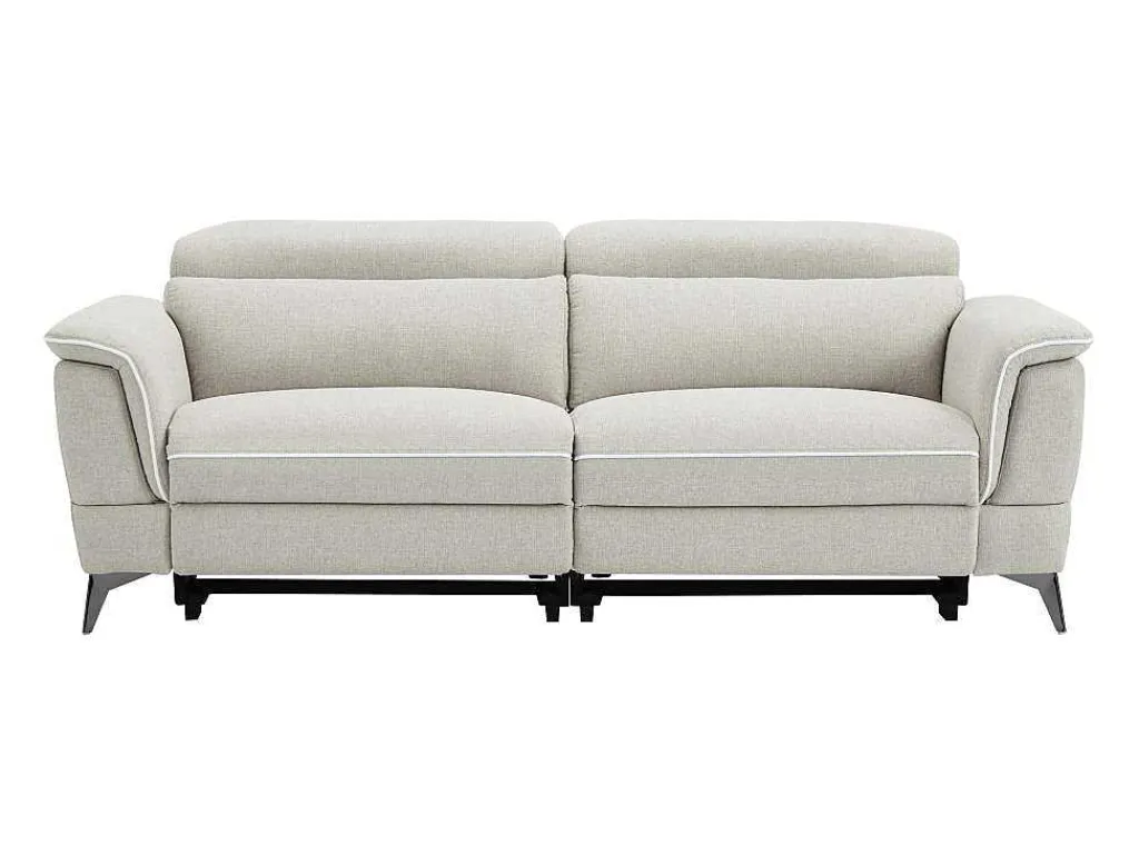 Elektrische Relax-Zitbank Met 3 Plaatsen In Beige Stof Macari-Vente-unique Outlet