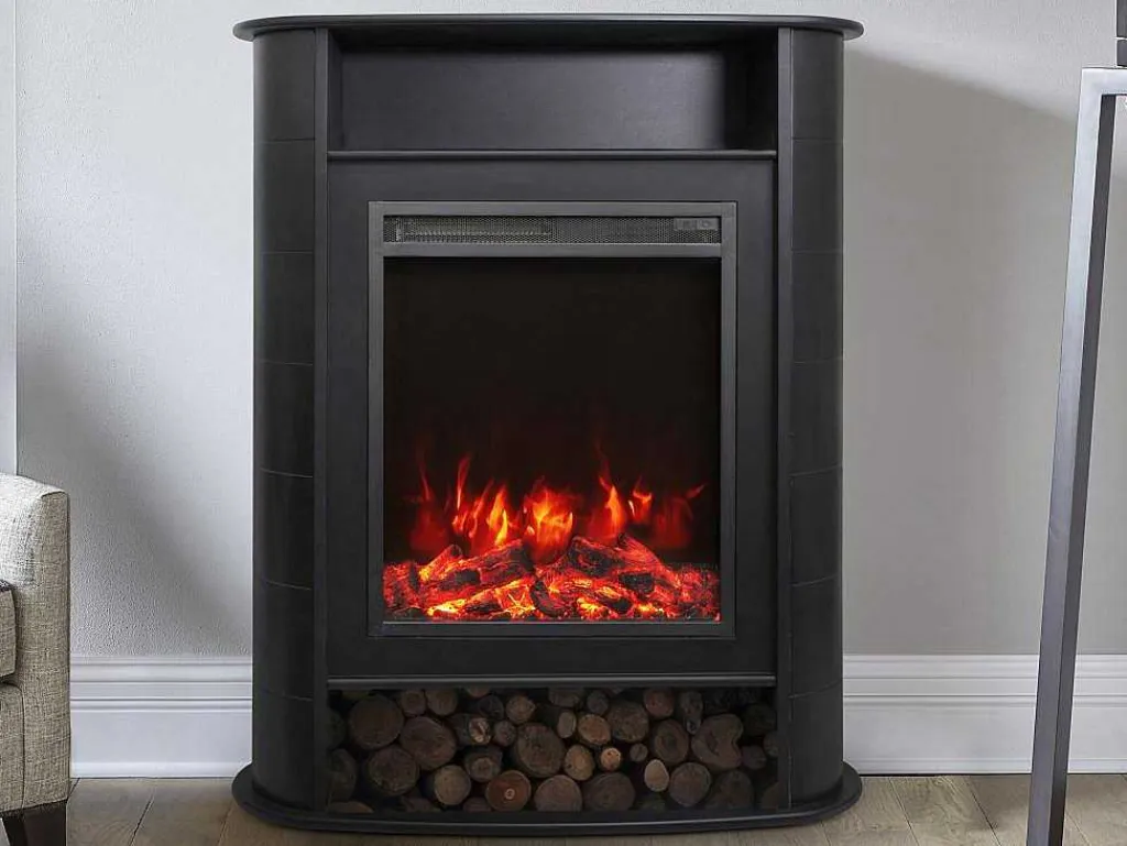 Elektrische Sfeerhaard - Met Mantel - L84 X D33 X H111 Cm - Zwart - Mombacho-FLAMATECH Hot
