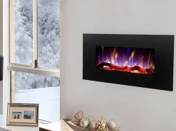 Elektrische Sfeerhaard Chandela - L84 X D14 X H45 Cm - Zwart-FLAMATECH