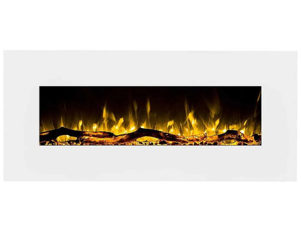 Elektrische Sfeerhaard Lalita - L110 X D14 X H49 Cm - Wit-FLAMATECH Discount