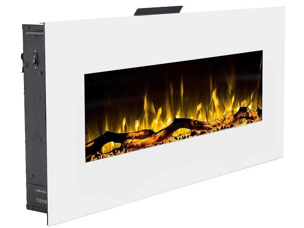 Elektrische Sfeerhaard Lalita - L110 X D14 X H49 Cm - Wit-FLAMATECH Discount